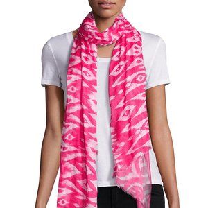 NWT Women Bindya Long Ikat-print Modal Pink Scarf